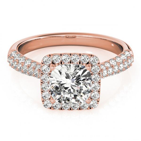 1 ctw Certified VS/SI Cushion Diamond Halo Ring 18k Rose Gold - REF-115H9R