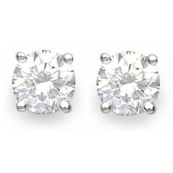 1.0 ctw Certified VS/SI Diamond Stud Earrings 18k White Gold - REF-95G8W