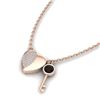 Image 1 : 0.50 ctw Micro Black & Diamond Key to The Heart Necklace 14k Rose Gold - REF-28M6G