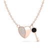 Image 2 : 0.50 ctw Micro Black & Diamond Key to The Heart Necklace 14k Rose Gold - REF-28M6G