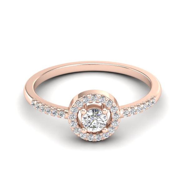 0.40 ctw Micro Pave VS/SI Diamond Certified Ring Halo 14k Rose Gold - REF-32W2H