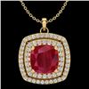 Image 1 : 2.52 ctw Ruby & Micro Pave VS/SI Diamond Necklace 18k Yellow Gold - REF-55M2G