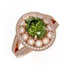 Image 1 : 4.25 ctw Certified Tourmaline & Diamond Victorian Ring 14K Rose Gold - REF-132X8A