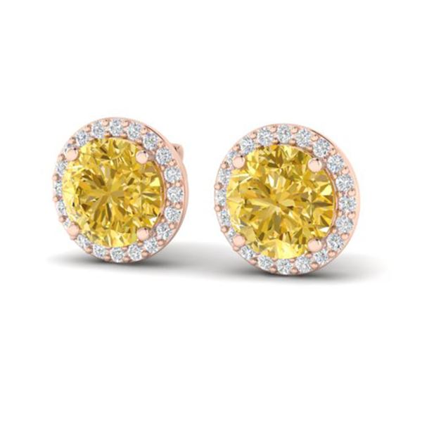 4 ctw Citrine & Halo VS/SI Diamond Micro Pave Earrings 14k Rose Gold - REF-49R3K