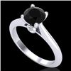 Image 1 : 1.08 ctw Fancy Black Diamond Engagment Art Deco Ring 18k White Gold - REF-43A6N