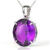 Image 1 : 9 ctw Amethyst Designer Solitaire Necklace 18k White Gold - REF-34M3G