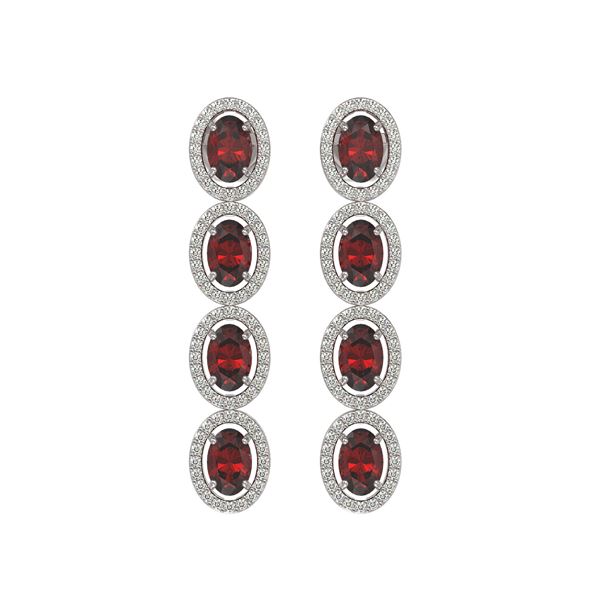 6.2 ctw Garnet & Diamond Micro Pave Halo Earrings 10k White Gold - REF-143N6F