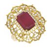 Image 3 : 6.75 ctw Ruby & Diamond Ring 18K Yellow Gold - REF-178M2G