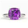 Image 1 : 6 ctw Cushion Cut Amethyst Designer Engagment RNG 18k White Gold - REF-29F3M