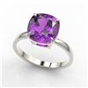 Image 2 : 6 ctw Cushion Cut Amethyst Designer Engagment RNG 18k White Gold - REF-29F3M