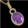 Image 1 : 3 ctw Amethyst & Micro Pave VS/SI Diamond Necklace 14k Yellow Gold - REF-33M8G