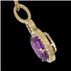 Image 2 : 3 ctw Amethyst & Micro Pave VS/SI Diamond Necklace 14k Yellow Gold - REF-33M8G