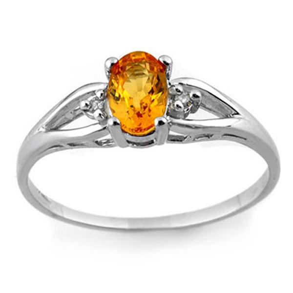 0.77 ctw Yellow Sapphire & Diamond Ring 10k White Gold - REF-13W2H