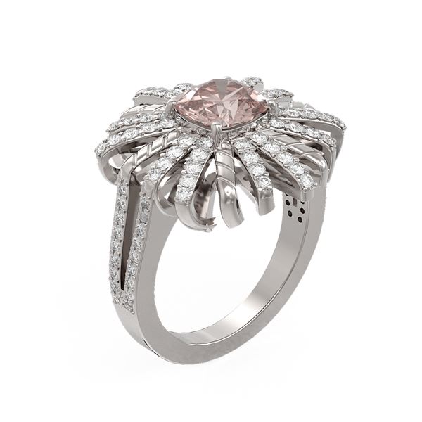 2.83 ctw Morganite & Diamond Ring 18K White Gold - REF-176G9W