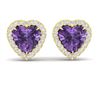 Image 1 : 2 ctw Amethyst & Micro Pave VS/SI Diamond Earrings Heart 14k Yellow Gold - REF-38N2F