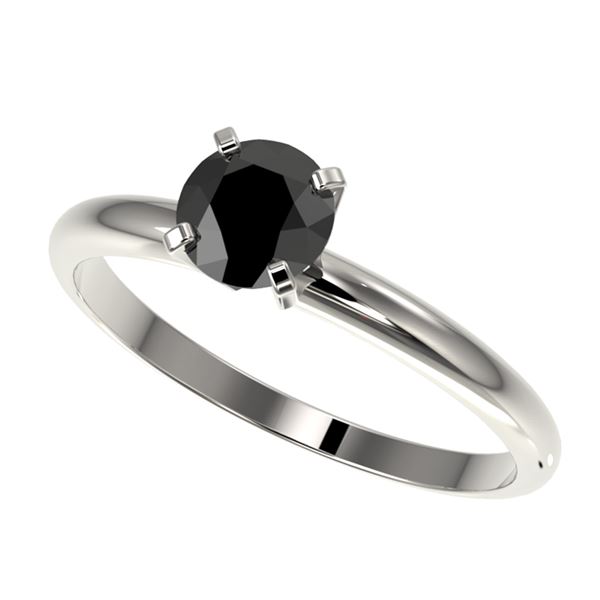 0.75 ctw Fancy Black Diamond Solitaire Engagment Ring 10k White Gold - REF-19F3M