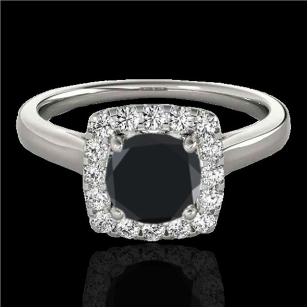 1.37 ctw Certified VS Black Diamond Solitaire Halo Ring 10k White Gold - REF-51N3F
