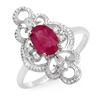 Image 1 : 1.35 ctw Ruby & Diamond Ring 10k White Gold - REF-19G3W