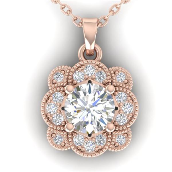 0.75 ctw VS/SI Diamond Art Deco Necklace 14k Rose Gold - REF-104G8W