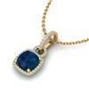 Image 1 : 3 ctw Sapphire & Micro VS/SI Diamond Certified Necklace 18k Yellow Gold - REF-56A2N