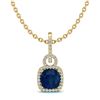 Image 2 : 3 ctw Sapphire & Micro VS/SI Diamond Certified Necklace 18k Yellow Gold - REF-56A2N