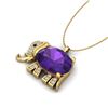 Image 1 : 8 ctw Amethyst & Micro Pave Elephant VS/SI Diamond Necklace 10k Yellow Gold - REF-33W3H
