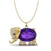 Image 2 : 8 ctw Amethyst & Micro Pave Elephant VS/SI Diamond Necklace 10k Yellow Gold - REF-33W3H