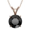 Image 1 : 1.50 ctw Fancy Black Diamond Solitaire Necklace 10k Rose Gold - REF-30R3K