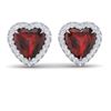 Image 1 : 2.22 ctw Garnet & Micro Pave Diamond Earrings Heart 14k White Gold - REF-38X2A