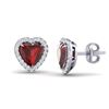 Image 2 : 2.22 ctw Garnet & Micro Pave Diamond Earrings Heart 14k White Gold - REF-38X2A