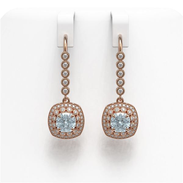 4.5 ctw Aquamarine & Diamond Victorian Earrings 14K Rose Gold - REF-172W8H