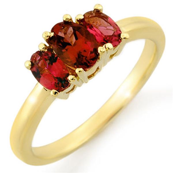 1.18 ctw Pink Tourmaline Ring 10k Yellow Gold - REF-18M3G