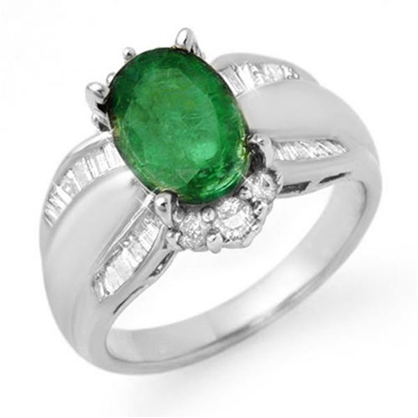 2.87 ctw Emerald & Diamond Ring 18k White Gold - REF-122X9A