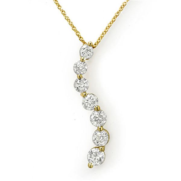 1.0 ctw Certified VS/SI Diamond Necklace 14k Yellow Gold - REF-95R5K