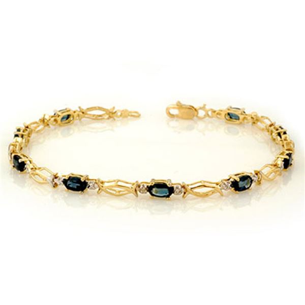 3.25 ctw Blue Sapphire Bracelet 10k Yellow Gold - REF-20H6R