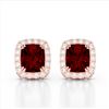 Image 1 : 2.50 ctw Garnet & Micro Pave VS/SI Diamond Earrings 10k Rose Gold - REF-34M3G