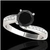 Image 1 : 1.15 ctw Certified VS Black Diamond Bypass Solitaire Ring 10k White Gold - REF-39K5Y