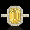 Image 1 : 4.50 ctw Citrine & Micro Pave VS/SI Diamond Ring 18k Yellow Gold - REF-47K3Y