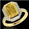 Image 2 : 4.50 ctw Citrine & Micro Pave VS/SI Diamond Ring 18k Yellow Gold - REF-47K3Y