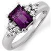 Image 1 : 1.36 ctw Amethyst & Diamond Ring 14k White Gold - REF-39H8R