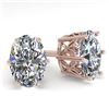 Image 1 : 1.0 ctw Certified VS/SI Oval Diamond Stud Earrings 18k Rose Gold - REF-147H2R