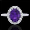 Image 1 : 1.75 ctw Amethyst & Micro VS/SI Diamond Ring Halo 18k White Gold - REF-32Y8X