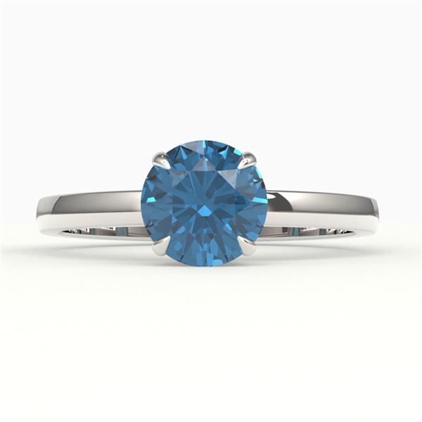2 ctw London Blue Topaz Engagment Ring 18k White Gold - REF-23G2W