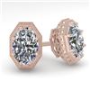 Image 1 : 1.0 ctw VS/SI Oval Cut Diamond Stud Earrings Art Deco 18k Rose Gold - REF-170R9K