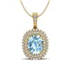 Image 1 : 3 ctw Blue Topaz & Micro Pave VS/SI Diamond Necklace 10k Yellow Gold - REF-50W8H