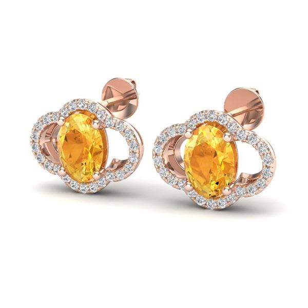 3.50 ctw Citrine & Micro Pave VS/SI Diamond Earrings 10k Rose Gold - REF-45G3W