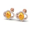 Image 1 : 3.50 ctw Citrine & Micro Pave VS/SI Diamond Earrings 10k Rose Gold - REF-45G3W