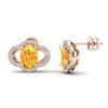 Image 2 : 3.50 ctw Citrine & Micro Pave VS/SI Diamond Earrings 10k Rose Gold - REF-45G3W