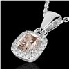 Image 1 : 1.25 ctw Morganite & Micro Pave VS/SI Diamond Necklace 10k White Gold - REF-25R9K