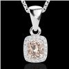 Image 2 : 1.25 ctw Morganite & Micro Pave VS/SI Diamond Necklace 10k White Gold - REF-25R9K